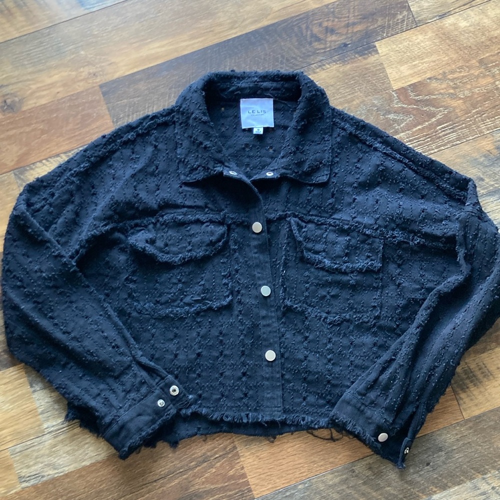 Le Lis Black Jean Jacket Durable Denim Collection